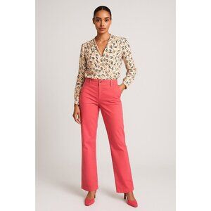 Cabi MARNI 4162 Artsy Brus-Stroke Print Relaxed Blouse Top SMALL Fall 2021 Cream